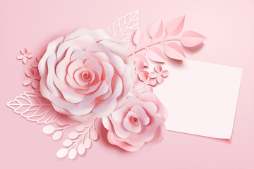纸艺风格设计浪漫花朵素材