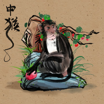 手绘猴