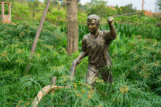 农民劳作生活场景雕塑