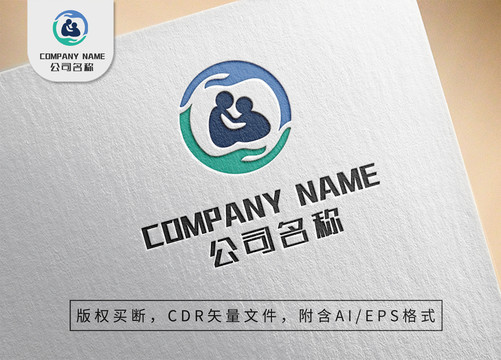 手掌呵护亲子小人logo标志