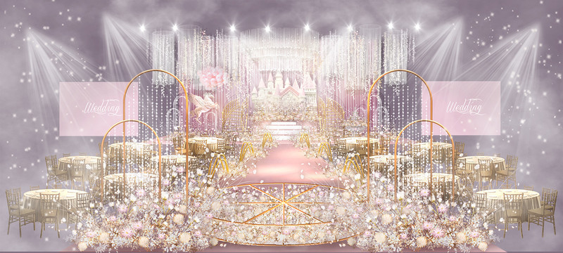 粉金色城堡婚礼设计