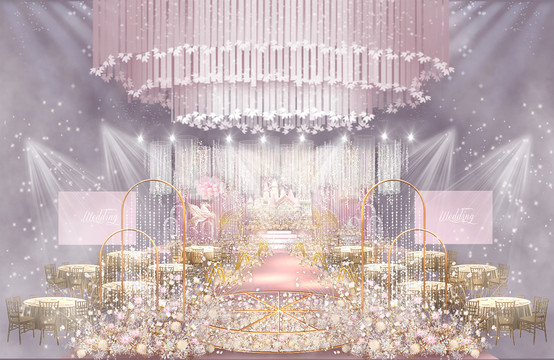 高端粉金色城堡婚礼设计