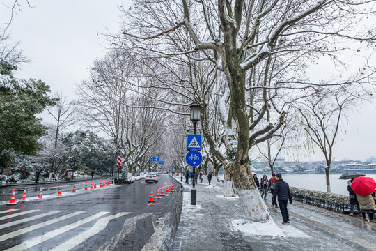 杭州西湖雪景