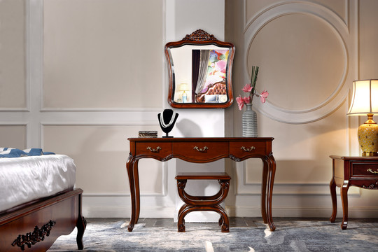 高端美式实木家具镜子实木桌椅子