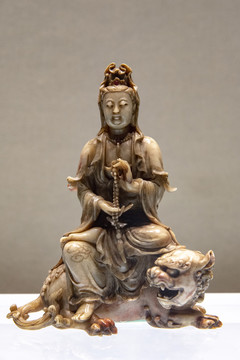 寿山石雕文殊菩萨像