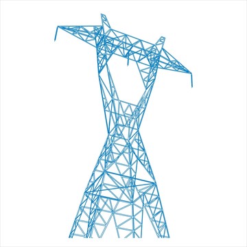 电力铁塔高压电线矢量图