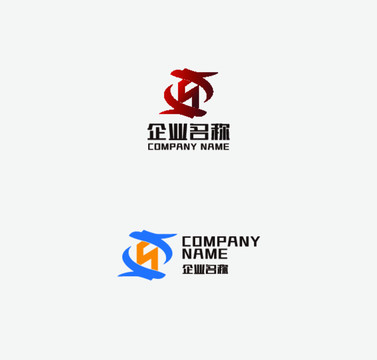 鱼类字母S字母C造型LOGO