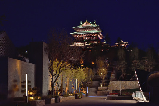 北京世界园艺博览会永宁阁夜景