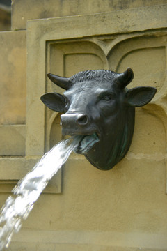 欧洲喷泉兽首雕塑牛首