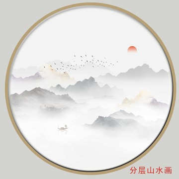 禅意山水水墨画