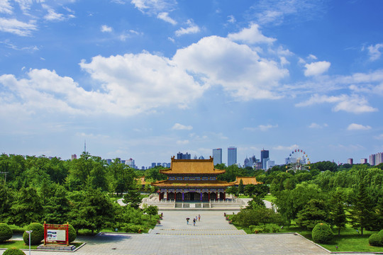 鞍山玉佛寺三洲感应殿俯视图远景