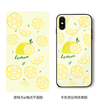 手绘小清新柠檬手机壳图案水果
