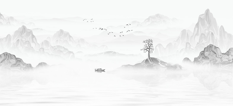中国风意境水墨山水装饰画