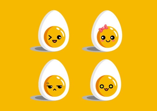 鸡蛋蛋黄卡通可爱插画表情包