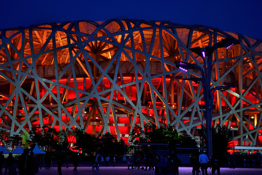 奥林匹克广场夜色中的鸟巢