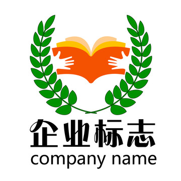 手捧书本小麦logo设计