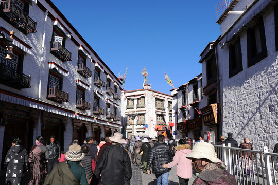 民族风格街道人头窜动西藏拉萨