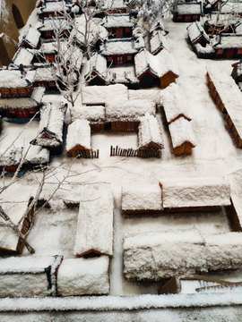 雪乡积雪的院落沙盘