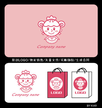 卡通草莓logo水果店logo