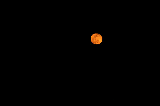 夜空中的一轮圆月