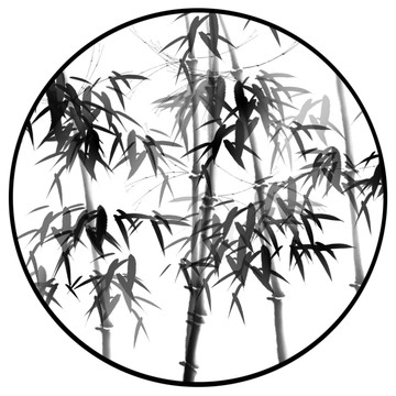 竹子圆形装饰画