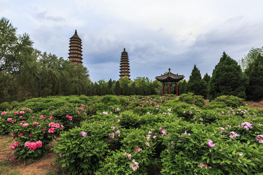 中国山西太原永祚寺双塔风光