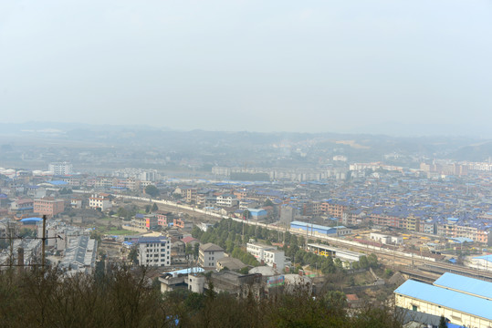 从天门山索道俯拍张家界城市风光