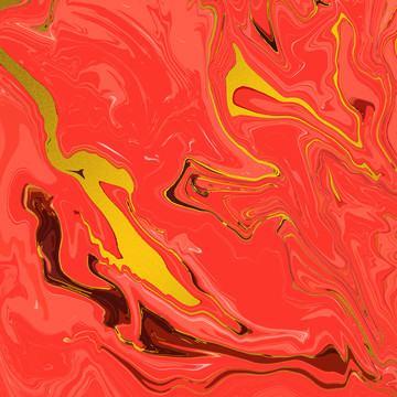 抽象西瓜红金色大理石纹理背景