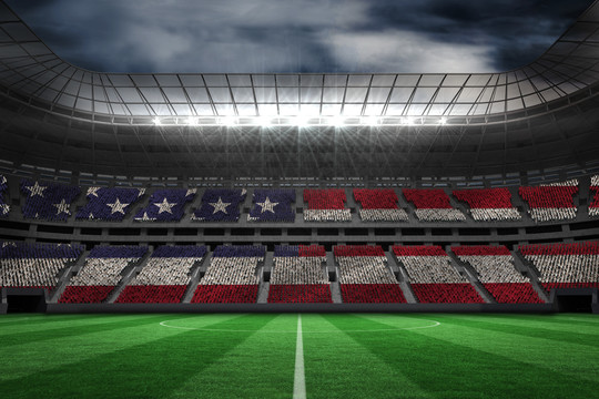 数字生成的美国国旗和足球场