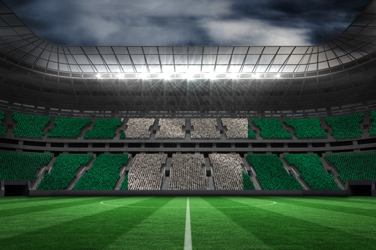 尼日利亚国旗对抗大型足球场