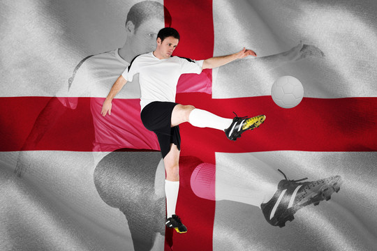 足球运动员和数字生成的英国国旗