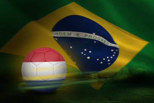 荷兰足球与巴西国旗的对比