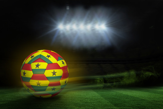 加纳足球在聚光灯下与足球场