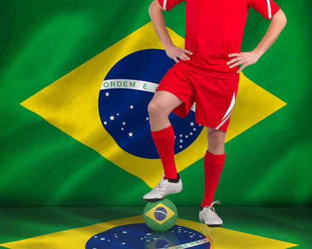 巴西国旗与足球运动员