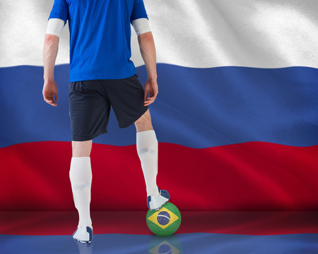 俄罗斯国旗与足球运动员