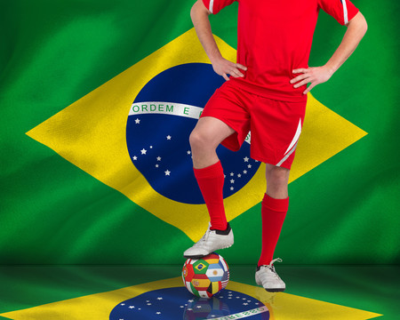 巴西国旗与足球运动员