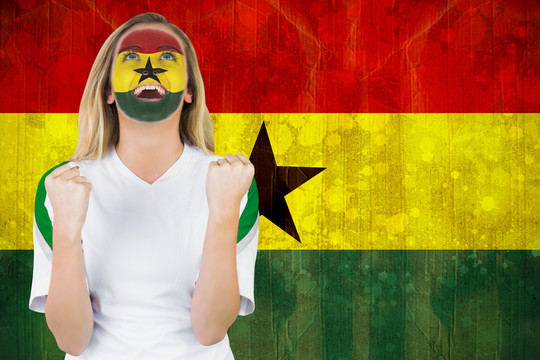 兴奋的加纳球迷脸上的油漆