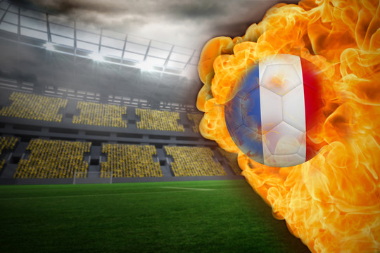 法国国旗足球与大型灯光足球场