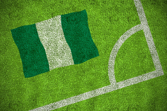 尼日利亚国旗与足球场角