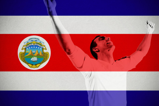球迷在哥斯达黎加国旗前欢呼