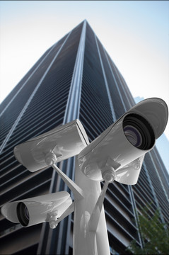 摩天大楼低视角监控摄像机
