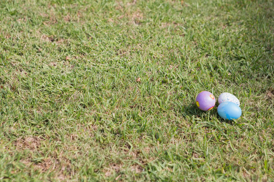 花园外草地上的复活节彩蛋