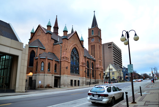 美国城市街景及教堂