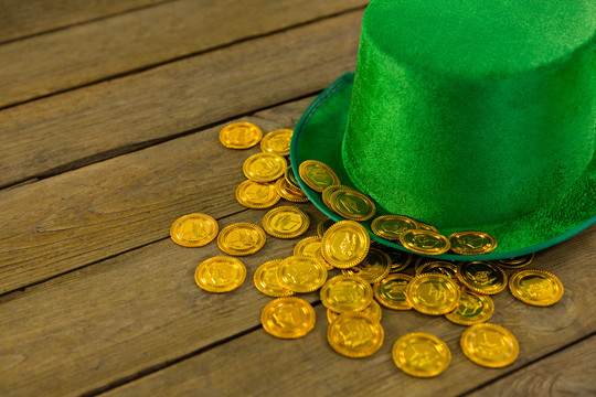 巧克力金币和爱尔兰节日素材图片