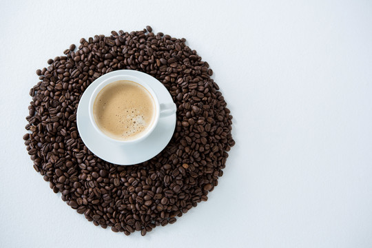 咖啡豆和咖啡的特写