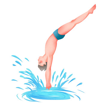 可爱奥运会跳水插画