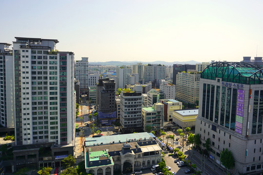 韩国水原市城市俯拍