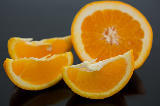 新鲜橙子的特写镜头