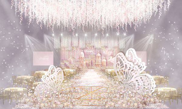 浅粉色城堡婚礼设计