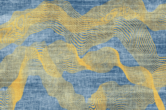 蓝色底金丝线简约纹理地毯